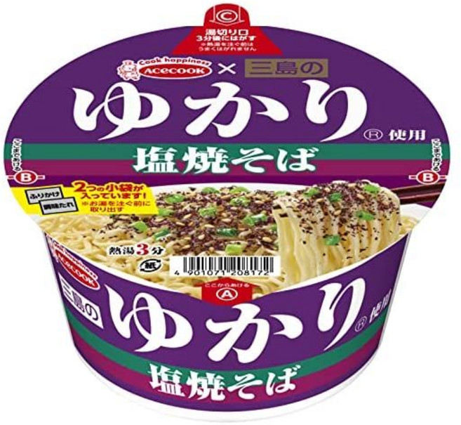 일본 컵라면 에이스코크 유카리 시오야끼소바 80gx12개, 12개