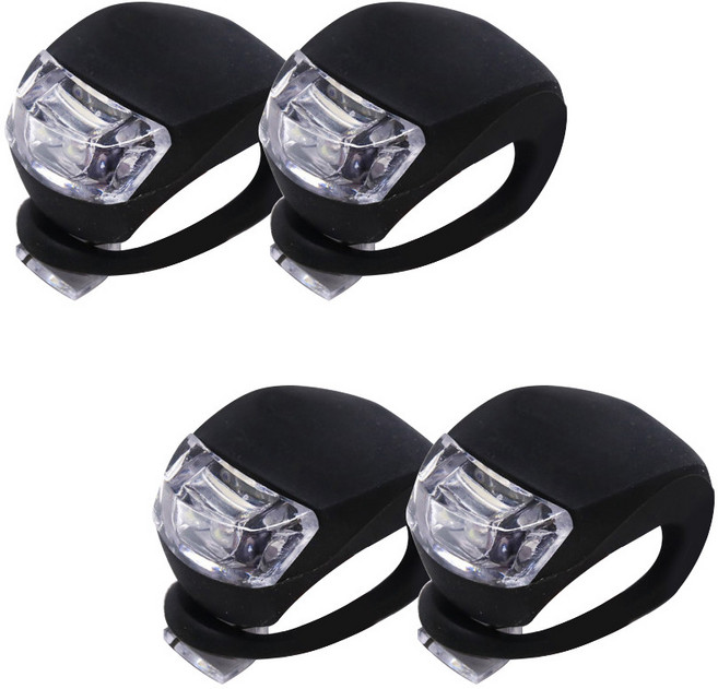 트레벨로 LED 자전거 실리콘 라이트 전조등 안전등 4P, 블랙4개, 1개
