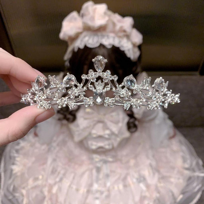 水晶公主皇冠頭飾女十八歲生日新娘王冠女神高級, 1個, 鋯石皇冠+璀璨