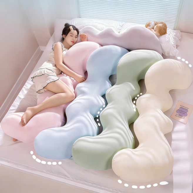 YAPOGI 고밀도 충진 인체공학 파도 냉감 롱 바디필로우 커버분리세탁, 그레이