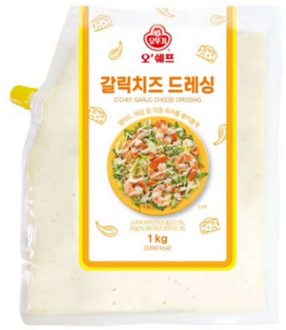 오뚜기 오쉐프 갈릭치즈드레싱, 1kg, 5개
