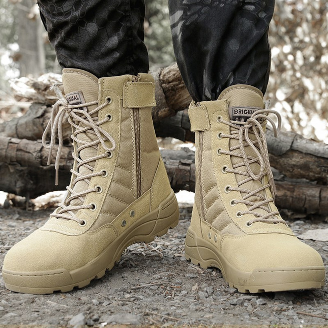 SELEAD 남성 군화 전투화 전술화 하이탑 긴목 지퍼 경량 미군 육군 예비군 사막화 워커 고공점프화 부츠