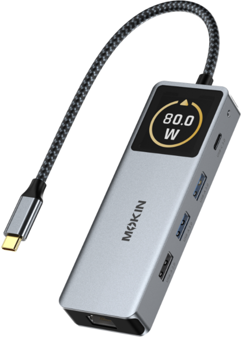 MOKIN 7合1 USB-C Hub 100W PD 快充 4K@60Hz HDMI 5Gbps USB 3.0 1000Mbps RJ45 銀灰色, 銀灰色1, 1個