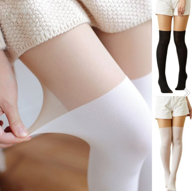 지구별 여성용 투톤 압박 니삭스 스타킹 UV 차단 골프 테니스용