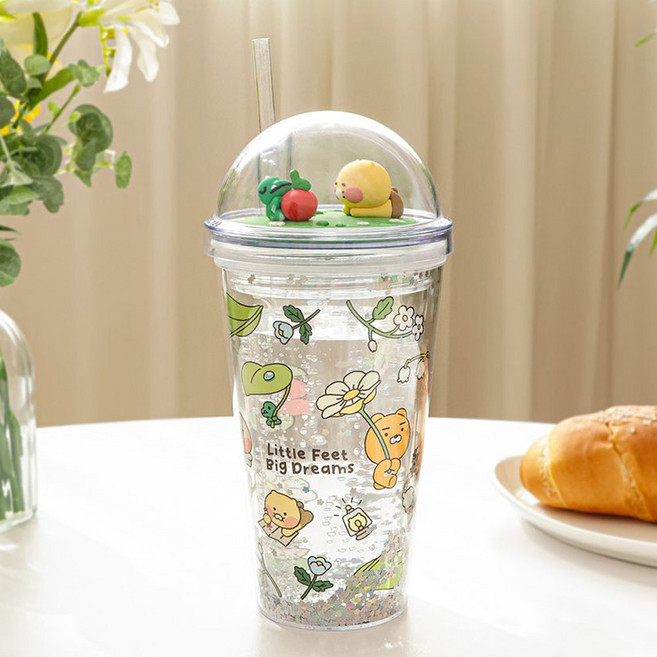 카카오프렌즈 텀블러 컵 450ml 춘식이 어피치 라이언, 1개, 투명