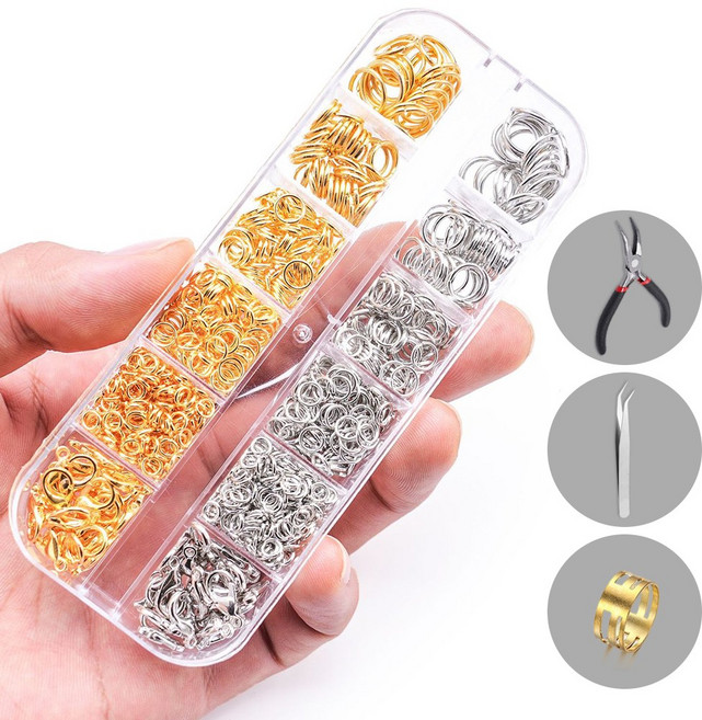 앙플러스 다용도 연결고리 오링 키링 부자재 세트, 1개, 골드+실버