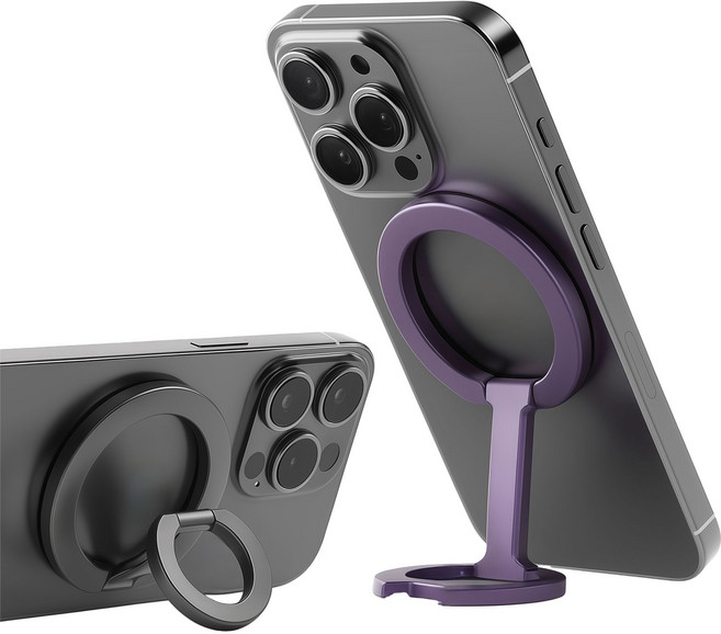 네이처테크 초강력 양면자석 메탈 맥세이프그립 톡홀더, 1개, 메탈 블랙