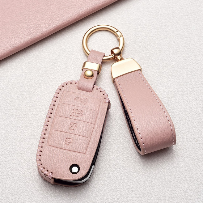 기아 2/3/4버튼 폴딩 키케이스 부드러운 촉감 스크래치방지 내구성 한층 더 나은 핸들감 K5/K3/쏘울/스포티지/카렌스/모닝 등 호환, 기아 Z4타입(4버튼), 장미핑크