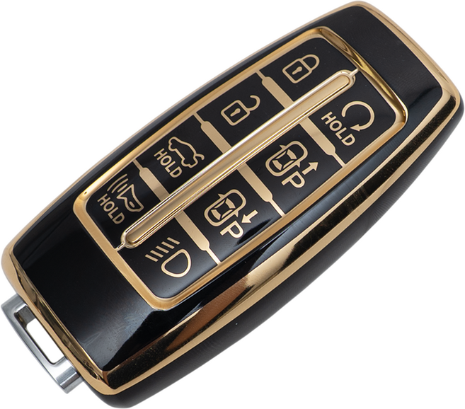 현대 G70 G80 GV70 GV80 GV90 호환 스마트 차 키케이스 키홀더 TPU 키커버 리모컨, TA41-8버튼, 블랙골드