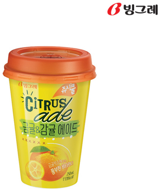 빙그레 쥬시쿨에이드 금귤&감귤에이드 250mlx40컵/무료배송, 40개, 250ml