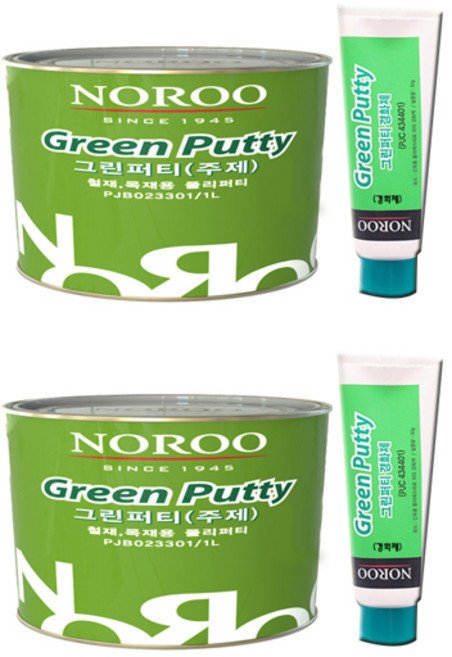 노루페인트 목재 철재 자동차용 보수제 그린퍼티 1L, 2개