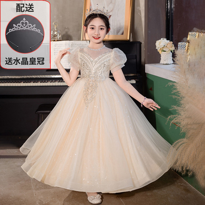 女童禮服高端輕奢小衆小女孩主持人婚禮演出服兒童生日洋氣公主裙