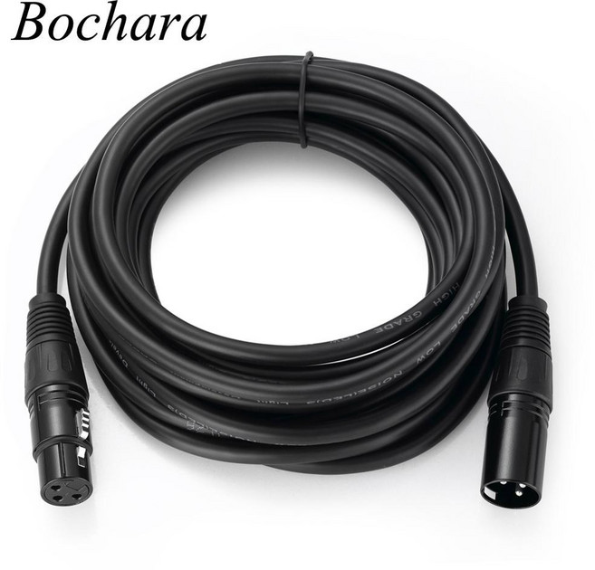 Bochara XLR 케이블 남성-여성 M/F OFC 오디오 케이블 마이크 믹서용 차폐 1m 1.8m 3m 4.5m 5m 6m 7.6m 10m 15m 20m, 7)3meter