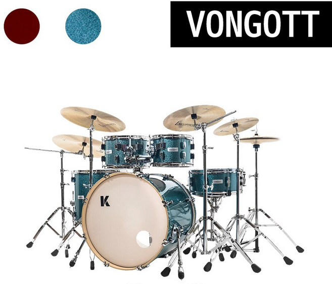 VONGOTT V3 K 본거트 케이 버취우드 후프보강 업그레이드 드럼세트 5기통 하드웨어 포함, 버취우드 드럼세트 5기통 세트, Steel Blue Sparkle, 1개