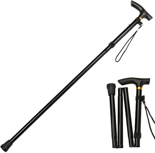 살림의지혜 초경량 접이식 두랄루민 지팡이, 1개, 블랙