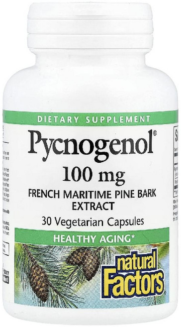 3개 세트 내추럴팩터스 피크노제놀 100mg 30캡슐 호팍사 해안송 바이오플라보노이드, 30정
