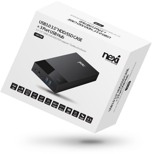 넥시 3.5인치 외장하드케이스 2.5인치 HDD SSD 지원 USB허브 케이스, 1개, NX-U3035HC-HUB