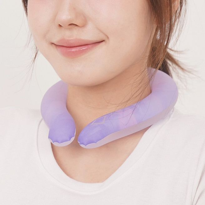 Laki 라키 아이스 넥쿨러 18도 자동냉각 넥밴드 (멀티색상), 화이트퍼플, 1개