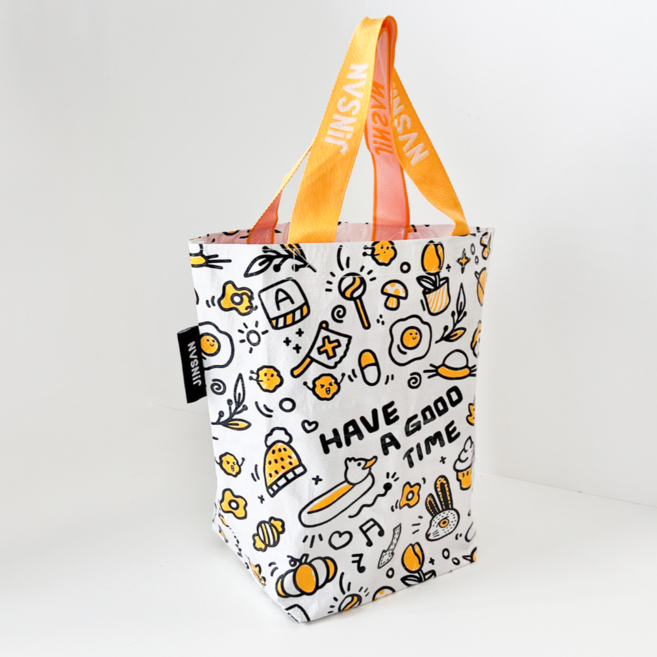 에그 굿타임 소형 리유저블백 다포린 쇼핑백, 1개