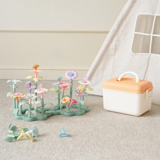 [모던하우스 인천점] 플라워가든 블록놀이 75pcs 수납박스포함 -[PY0425006], 1개