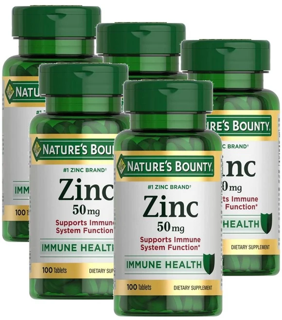 네이처스 바운티 아연 징크 50mg Nature's Bounty Zinc Tablets, 100정, 5개 - 쿠팡