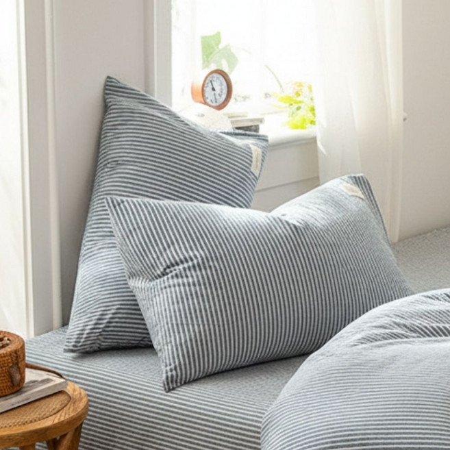 유또 호텔 베개 체크 면 커버 자루형