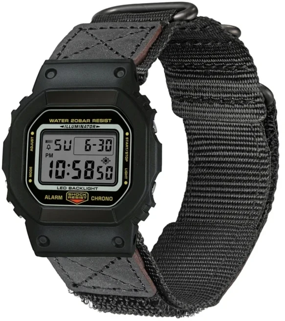 카시오 시계 밴드 HEMSUT 나일론 가죽 18mm 스포츠 Gshock AE1200 /1300/W-218H와 호환되는 스트랩 교체