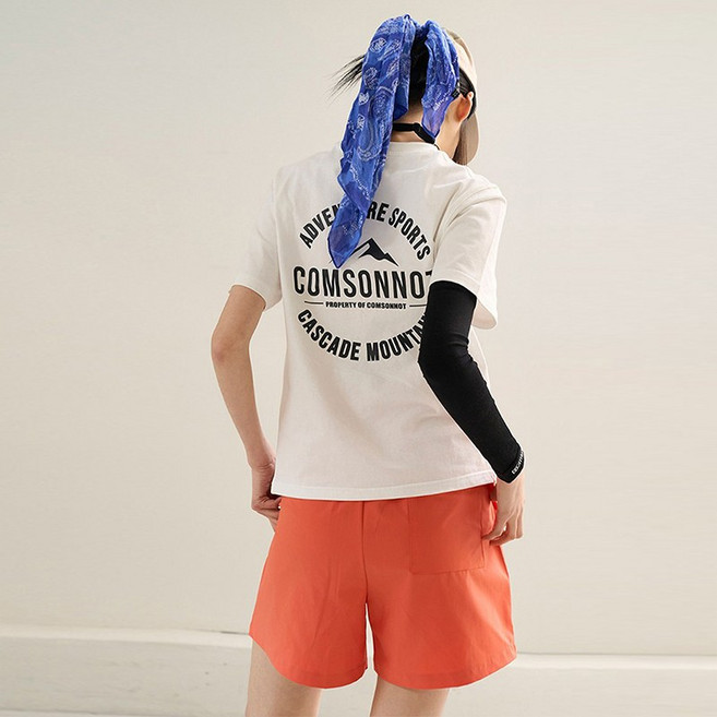 [꼼소넛] 베이직 로고 나염 하프 코튼 티셔츠 CSOt-308 (화이트) [남녀공용]