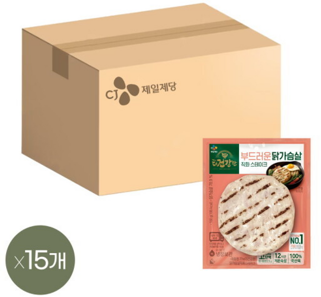 CJ제일제당 더건강한 닭가슴살 직화 스테이크, 15개, 100g