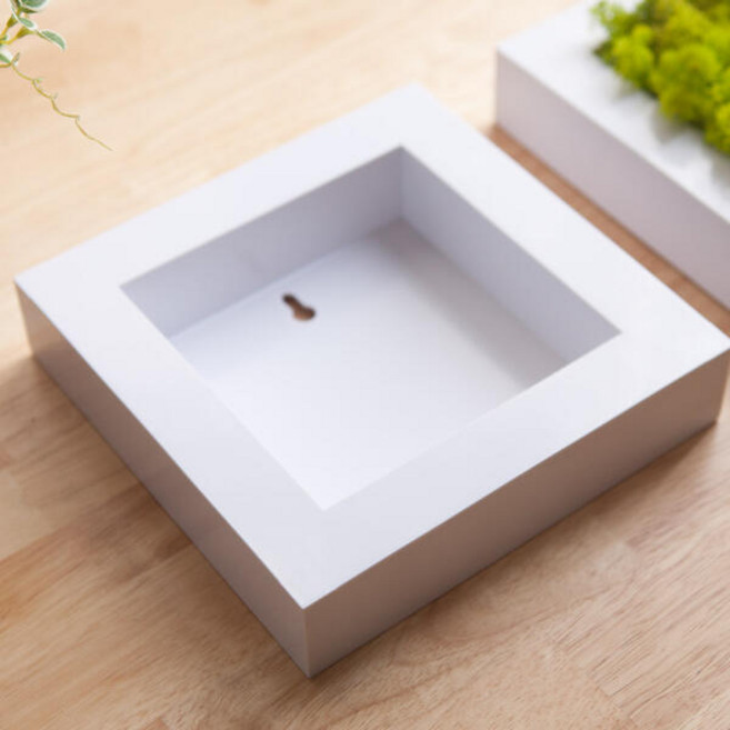 아트박스/플라워트리 플라스틱 사각 화분 수반 아크릴 액자 20x20x4cm 장식, 화이트