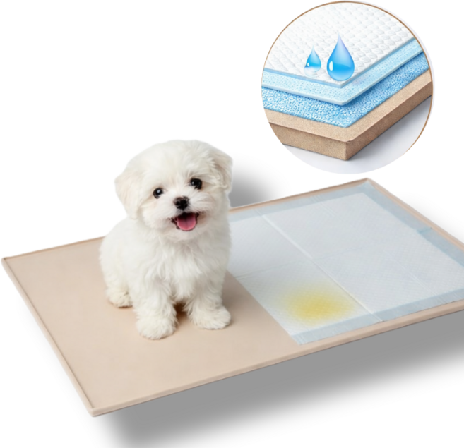 퓨어센스 실리콘 강아지 배변매트 방수 미끄럼방지, 1개, 베이지