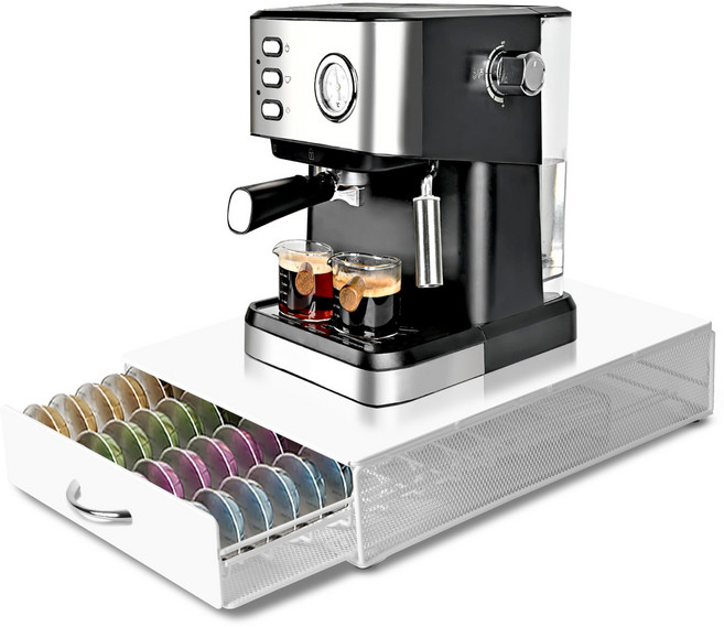 모던마켓 홈 수납정리 프리미엄 탄소강 다용도 커피머신 스탠드 캡슐커피 수납정리함 40구, 1개, 화이트