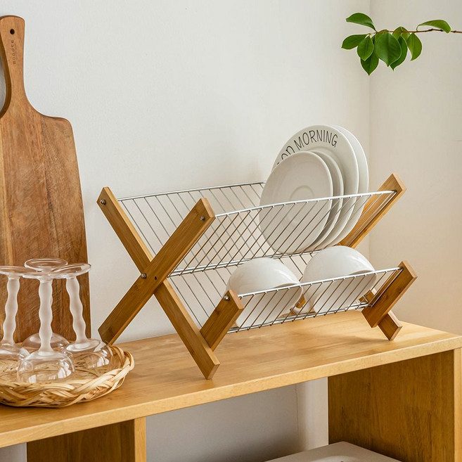 폴딩 식기 그릇 건조 접이식 2단 스텐 접시 정리대_JNJ216 imj+67110VE