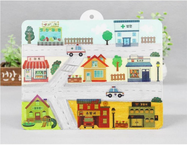 우리동네 스티커 꾸미기 하드보드지 벽걸이 액자 DIY 4인 실버미술 창의력 성인