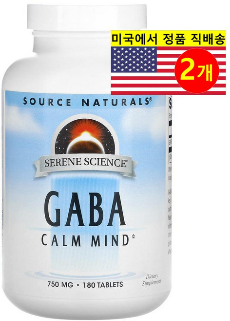 Source Naturals 캄 마인드 가바 750mg GABA, 2개, 180정