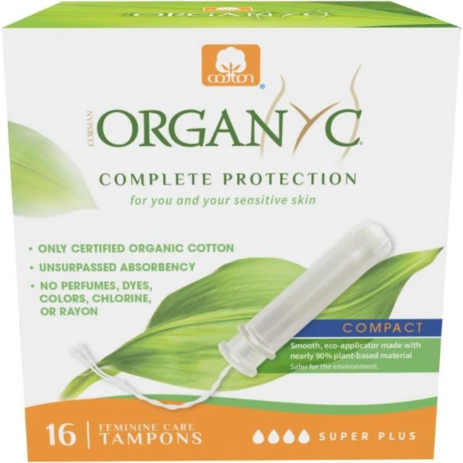 Organyc - 100% 인증 유기농 면 탐폰 식물성 에코 어플리케이터 슈퍼 플러스 16개들이(6팩), 16 Count (Pack of 1), 1, 16 - 쿠팡