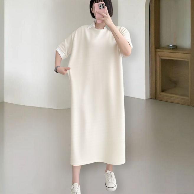 선데이핏 루즈핏 셔츠 카라 빅사이즈 체형커버 롱 원피스