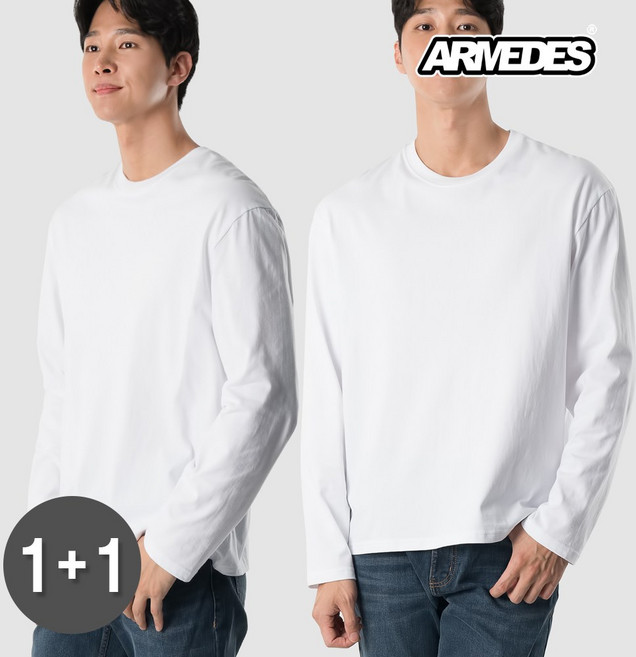 [1+1] 아르메데스 긴소매 프리미엄 크루 넥 티셔츠 AR-508