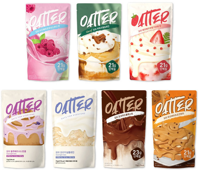 [러너팩] 오터 고단백 오버나이트오트밀 식사대용 7종, 74g, 7개