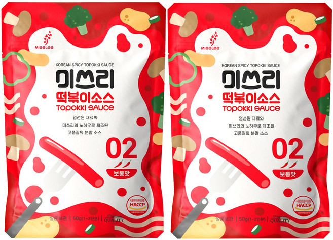 1+1 미쓰리 떡볶이 소스 보통맛 50g 2인분 양념 분말소스 캠핑음식, 2개