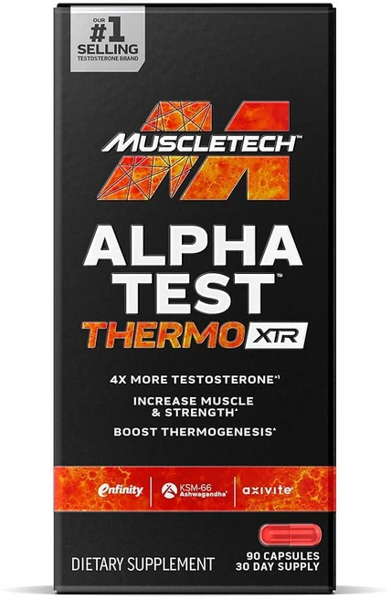 머슬테크 MuscleTech AlpHAT 모자est THE 더rmo XTR 더rmogenic 테스토스테론 부스터 | 남성용 근육 및 근력 강화 운동 보충제 90캡슐 30회 분량, MuscleTech AlphaTest Thermo XT, 1개, 90정 - 쿠팡