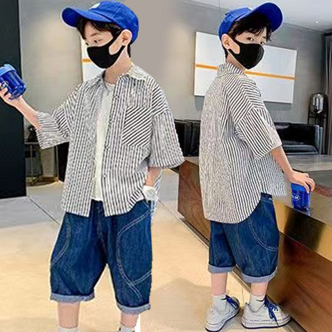 헬로가든 스핀 스트라이프 남방(S)/화이트