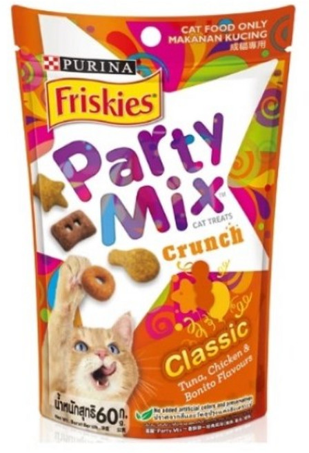 Friskies 喜躍 PartyMix 香酥餅 60g 貓零食 酥脆美味 滿足貓咪的味蕾 是訓練互動的最佳獎勵, 1個, 經典原味(橘包), 經典原味