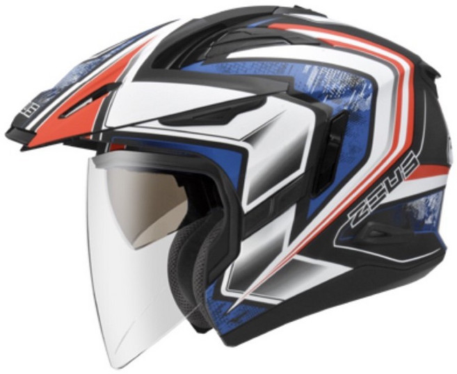 ZEUS 613A ZS-613A 9合1內墨片半罩式安全帽 輕量選擇 小帽體, AJ6消光黑/藍,L