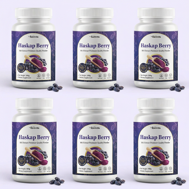 어스빌 하스카프베리 100% 고농축 추출물 대용량 분말, 6개, 100g