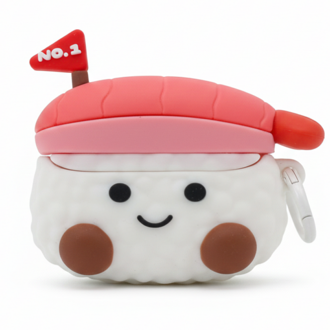 심쿵 큐트 삼성 갤럭시 버즈3(프로 FE) 케이스 6종 컬렉션 귀여움 한도 초과 캐릭터 커버 + 청소키트, 1개, 일등 초밥, 갤럭시 버즈3(프로,FE 호환)