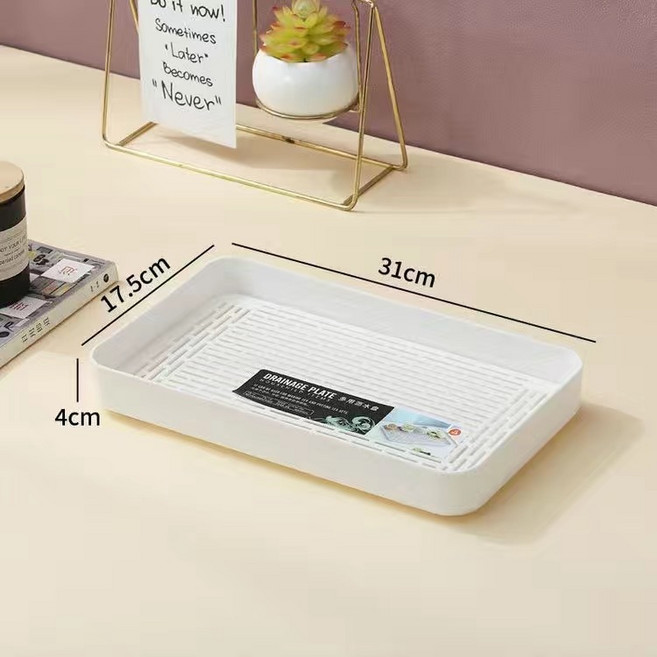 티버스 플라스틱 차판 물빠짐 식기 건조대 트레이, 1개, 백색