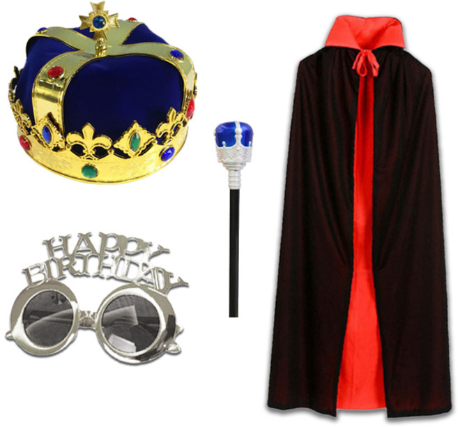 말랑마쥬 아빠 남친 핵인싸만들기 생일파티 남성 왕관 패키지세트, 1개, 왕이된그날kit_블루