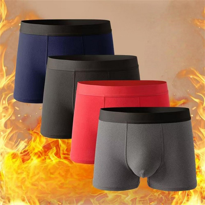 Vezri 남성 겨울용 두꺼운 보온 속옷 항균 성인용 팬티 4팩