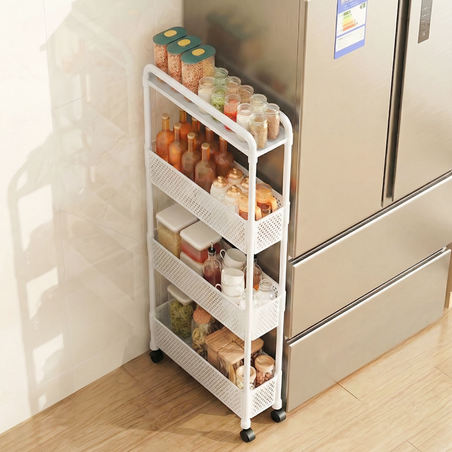 그로윈 이동식 슬림 틈새 선반, 화이트